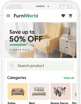 Furniworld - Online Furniture Buying Selling App, furniture eCommerce App at all solutions project works