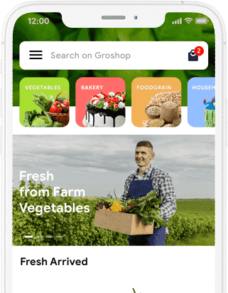 Groshop - Online Multi Vendor Grocery Ordering App with Grocery delivery App at all solutions project works